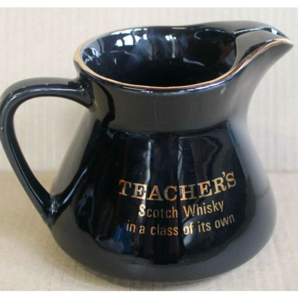 Teacher's | Dining | Vintage Teachers Scotch Whiskey Black Gold Pitcher ...